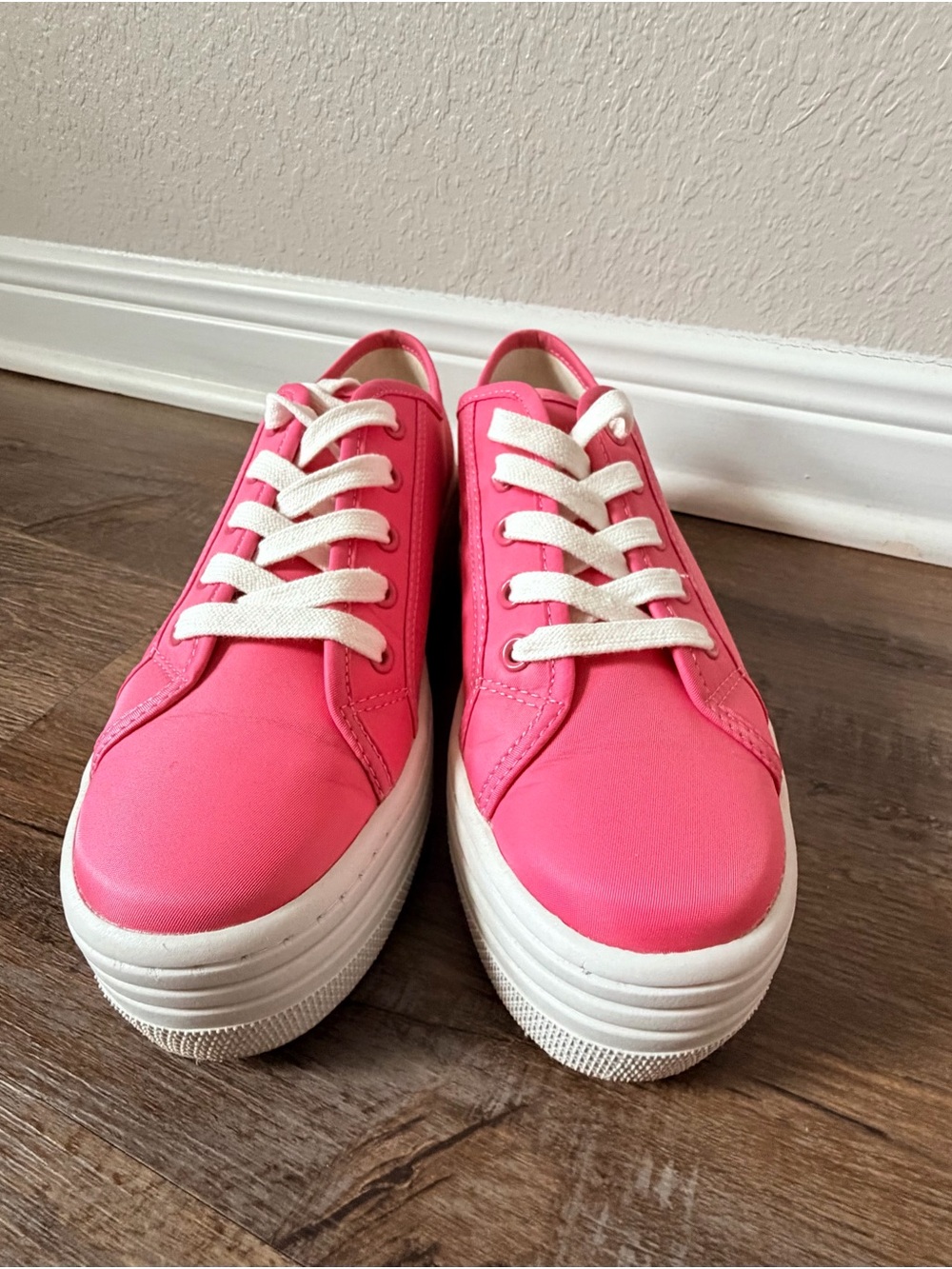 Steve Madden Pink Satin Platform Sneakers